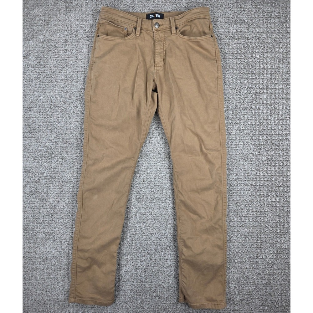 DU/ER N2X Relaxed Taper Performance Pants Mens 32x34 Brown Khaki Chino Stretch